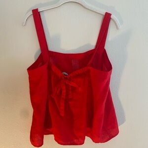 J Crew Red Sleeveless Top with Bow Detail